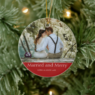 Décoration En Céramique Red Simple Christmas Marié et Joyeux Newlyse