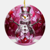 Décoration En Céramique Red Snowman Snowflakes Holiday Ornament (Dos)