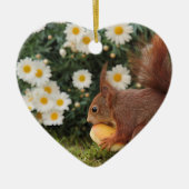 Décoration En Céramique Red Squirrel and Daisies Cute Photo (Devant)