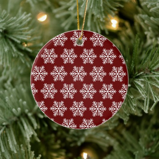 Décoration En Céramique Red White Modern Snowflake Christmas Pattern (Arbre)