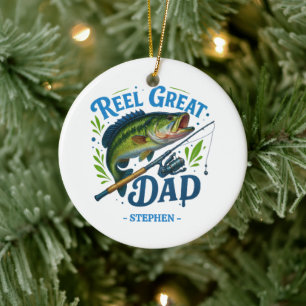 Décoration En Céramique Reel Great Papa - Baguette de pêche et poisson