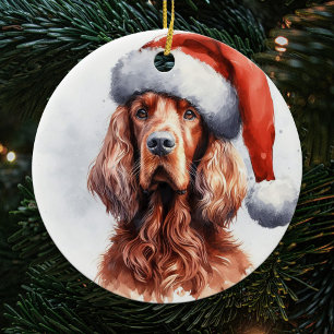 Décoration En Céramique Regal Irish Setter Chien Noël