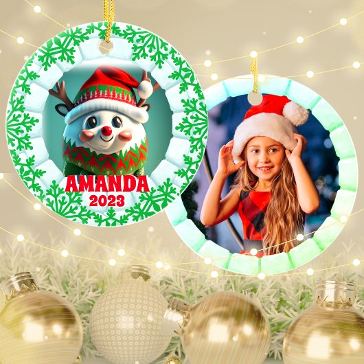 Décoration En Céramique Reinder 3D Christmas Custom Kids Photo