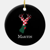 Décoration En Céramique Reinder gracieux Rouge Plaid Nom personnalisé (Dos)