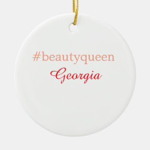 Décoration En Céramique Reine de beautéhashtag rouge clair ajouter nom fil
