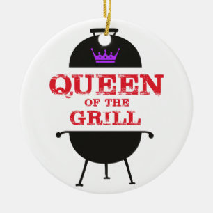 Décoration En Céramique Reine Du Grill, Rouge Couronne Violet
