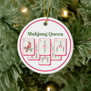 Décoration En Céramique Reine Mahjong Mahjong Noël Bam Tuiles