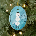 Décoration En Céramique Rejoice in the Lord Snowman Ornament<br><div class="desc">Marianna est fière de présenter sa collection d'ornements de vacances pour 2023! C'est sa joie dans l'ornement de Lord Snowman. Il présente son bonhomme de neige blanc sur son arrière - plan bleu peint sur un ornement en céramique ovale. Le ministère de Marianna est une mission de partager l’amour de...</div>