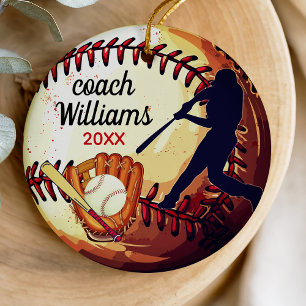 Décoration En Céramique Remerciement à l'entraîneur de baseball Sporty Whi