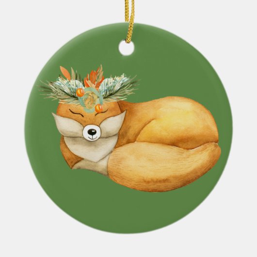 Décoration En Céramique Renard de Noël (Devant)