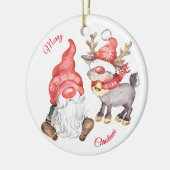 Décoration En Céramique Renard de Noël avec Gnome (Gauche)