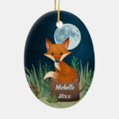 Décoration En Céramique Renard mignon personnalisé et Noël Pleine lune (Dos)