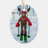 Décoration En Céramique Renne lunatique de ski de fond (Dos)