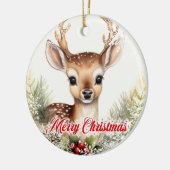 Décoration En Céramique Rennes d'aquarelle mignonnes aux baies sèches (Gauche)