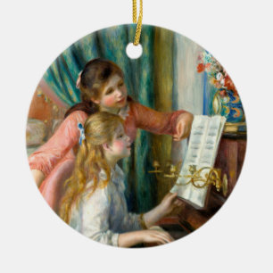 Décoration En Céramique Renoir Deux Jeunes Filles au Piano Impression Musi