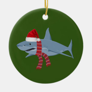 Décoration En Céramique Requin avec Casquette Scaft Noël