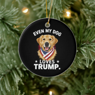 Décoration En Céramique Retriever Même Mon Chien Aime Trump USA Drapeau