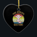 Décoration En Céramique Retro 90s You Axolotl Questions Vintage Sunset<br><div class="desc">Retro 90s You Axolotl Questions Vintage Coucher de soleil mignon,  axolotl,  amant,  cadeau,  kawaii,  drôle,  vintage,  coucher de soleil,  rétro,  poissons axolotl,  citations,  mèmes,  cadeaux,  Vous Axolotl Questions Amusant T-shirt Axolotl,  Mignon Axolotl,  Coucher de soleil Vintage avec Axolotl,  You Axolotl Questions T-Shirt</div>