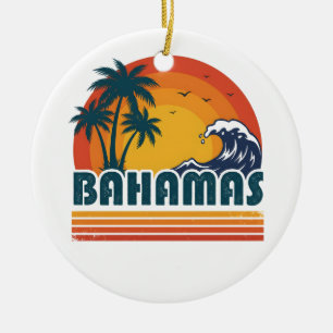 Décoration En Céramique Rétro Bahamas Plage Été Coucher de Soleil 70s Palm