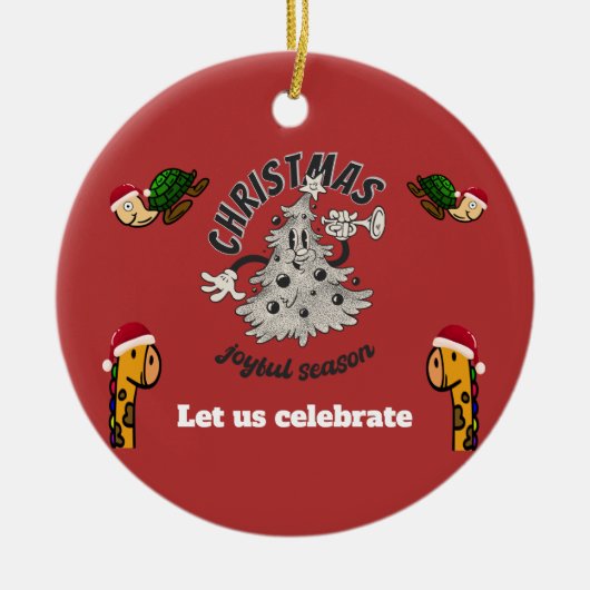 Décoration En Céramique Retro Cartoon Noël Joyeuse saison (Devant)