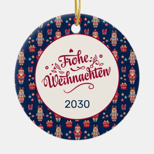 Décoration En Céramique Retro Frohe Weihnachten (Devant)