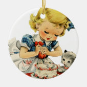 Décoration En Céramique Rétro illustration de chat de gâteau de fille (Devant)