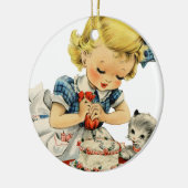 Décoration En Céramique Rétro illustration de chat de gâteau de fille (Gauche)