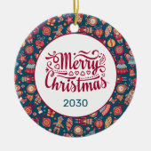 Décoration En Céramique Retro Joyeux Noël Personnalisé (Devant)