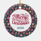 Décoration En Céramique Retro Joyeux Noël Personnalisé (Dos)