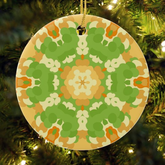 Décoration En Céramique Retro Mandala Green et Orange