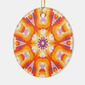 Décoration En Céramique Rétro Mandala rouge orange violet et jaune (Gauche)