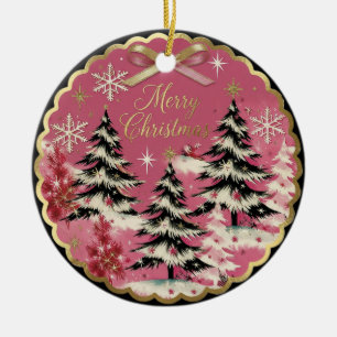 Décoration En Céramique Retro Noël Vintage : Noël rose des années 50