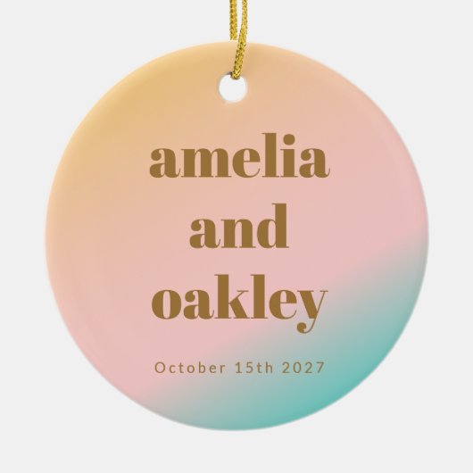 Décoration En Céramique Retro Pastels Gradient Unique Photo Mariage (Devant)