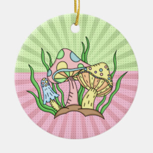 Décoration En Céramique Retro Personnalisé Pop Art Mushroom Noël