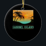 Décoration En Céramique Rétro Sanibel Island Floride Tropical Sunset Beach<br><div class="desc">Featuring a sunset and palm trees this design is the perfect reminder of a relaxing vacation in Sanibel Island.</div>