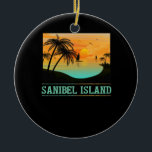 Décoration En Céramique Rétro Sanibel Island Floride Tropical Sunset Beach<br><div class="desc">Featuring a sunset and palm trees this design is the perfect reminder of a relaxing vacation in Sanibel Island.</div>