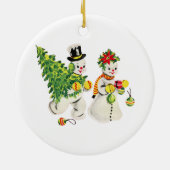 Décoration En Céramique Retro Snowcouple Noël 2023 (Dos)
