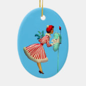 Décoration En Céramique Retro Woman Checking Mail (Dos)