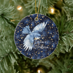 Décoration En Céramique Rêve de feuilles d'or d'oiseau bleu