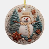 Décoration En Céramique Revêtement brodé 3D Snowman Noël hiver (Devant)