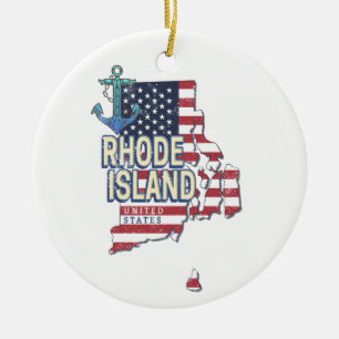 Décoration En Céramique Rhode Island États-Unis Retro State Map Vintage