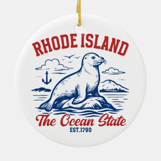 Décoration En Céramique Rhode Island Ocean State Seal Design (Dos)