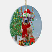 Décoration En Céramique Rhodesian Ridgeback Chien dans neige cadeau de Noë (Droite)