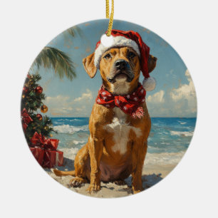 Décoration En Céramique Rhodesian Ridgeback Dog Noël Plage Vintage