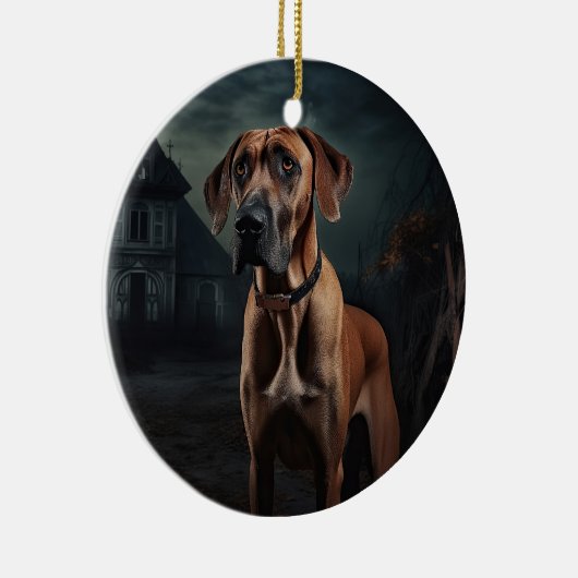 Décoration En Céramique Rhodesian Ridgeback Halloween effrayant (Droite)