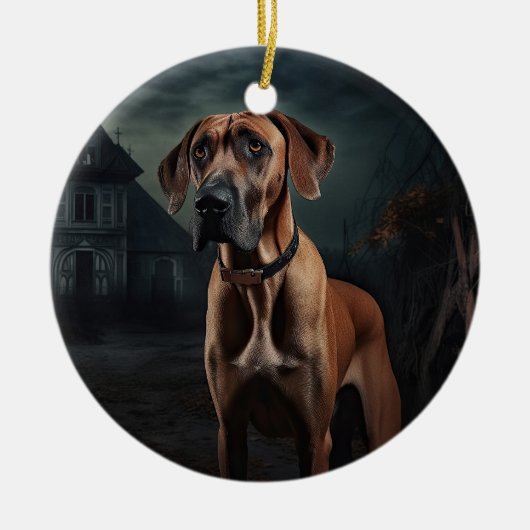 Décoration En Céramique Rhodesian Ridgeback Halloween effrayant (Devant)