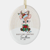 Décoration En Céramique Rinder avec lumières Baby First Christmas (Droite)