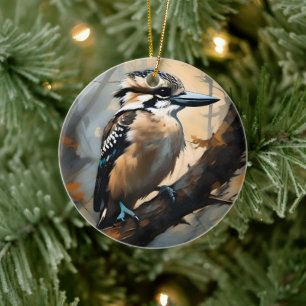 Décoration En Céramique Rires de charme : Kookaburra dans peinture à huile