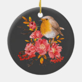 Décoration En Céramique Robin jaune et pavot rouge (Dos)