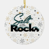 Décoration En Céramique Rocher avec l'ornement de Noël Bow (Devant)